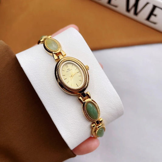 Jade oval small dial watch women vintage style niche light luxury bracelet women's watches relojes para mujer