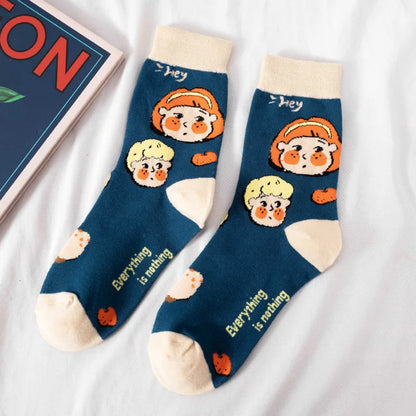 Cartoon Grid Woman Socks