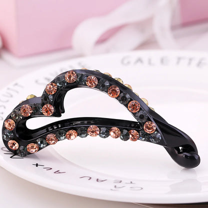 9.8cm Long Bow knot Banana Clip Barrette Fashion New Hair Clips for Women Rhinestone Pony Hair Accessories Harp nana Clips