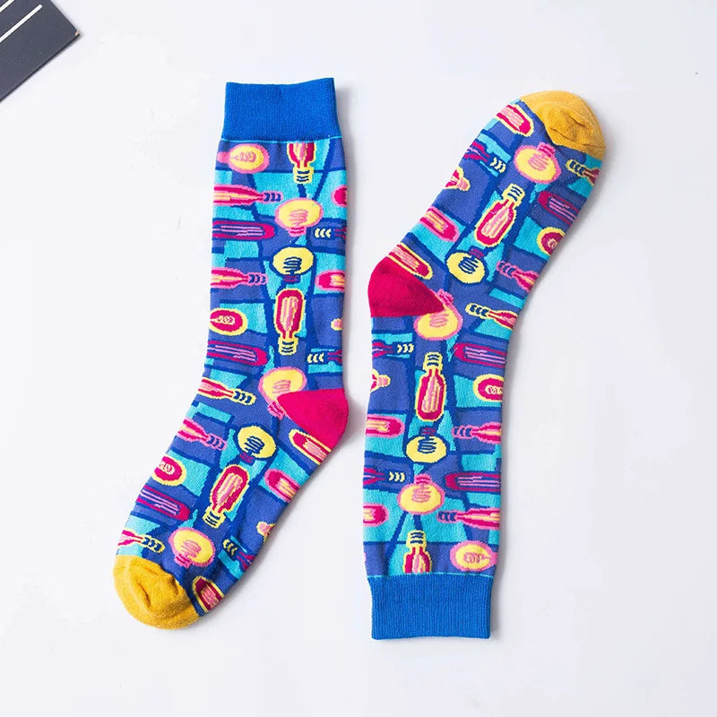 Fashion Streetwear Funny Socks Women Cartoon Ladies Long Socks Cotton for Autumn and Winter Colorful Meias 406