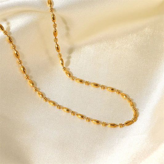 2022 New necklace Stainless Steel 18K Gold Plated Bead Chain Basic Chain Fits Every Style Party trend necklace Jewelry Gifts