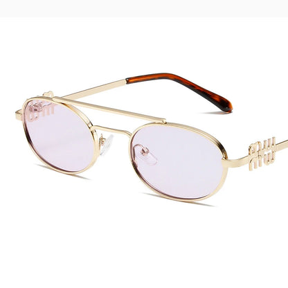 Oval Retro Sunglasses Women Fashion Metal Frame Eyeglasses Women Personality Simple 2024 Glasses Women Gafas De Sol Mujer