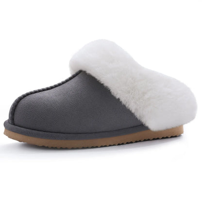 Evshine Winter Warm Memory Foam Slippers For Women Indoor Plush Home Shoes Fluffy Faux Fur Slippers Cozy Suede Furry Flat Slides