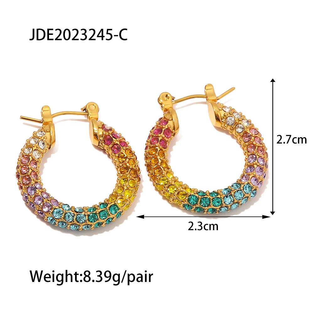 Youthway Trendy Small Colorful Stainless Steel Earrings Stylish Shiny  Earrings бижутерия для женщин Engagement Gift