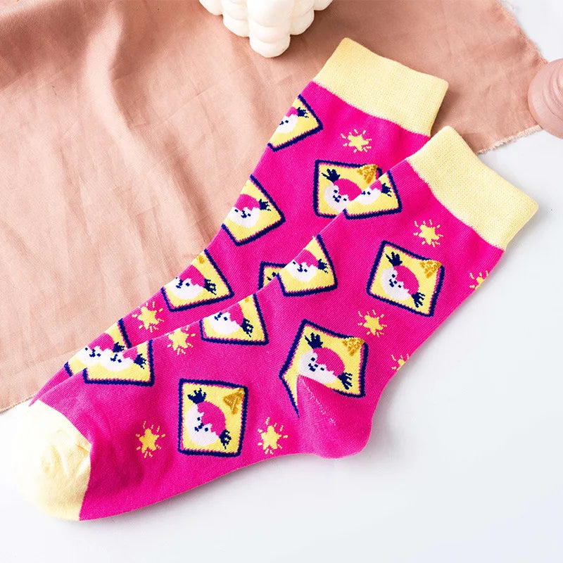 Cartoon Grid Woman Socks