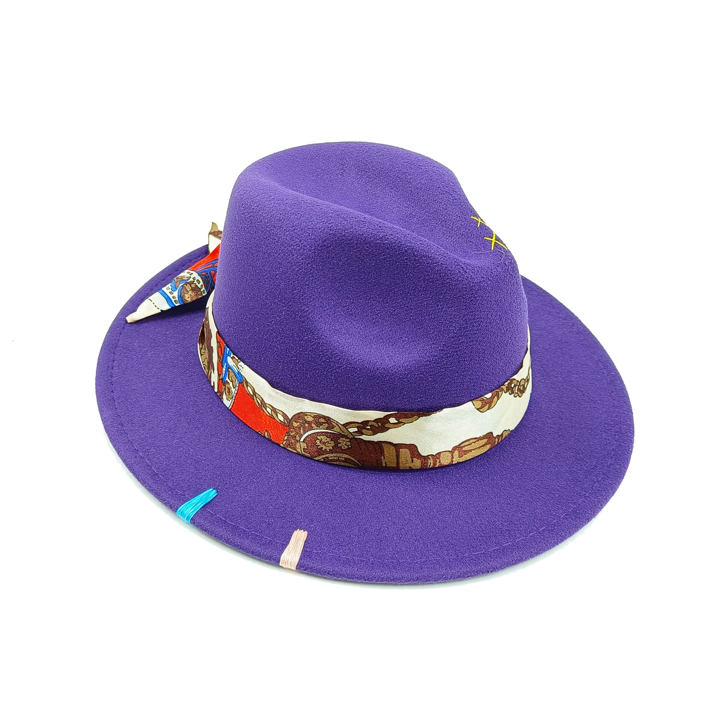 chapeu Handmade irregularly sewn denim patch Fedora hat