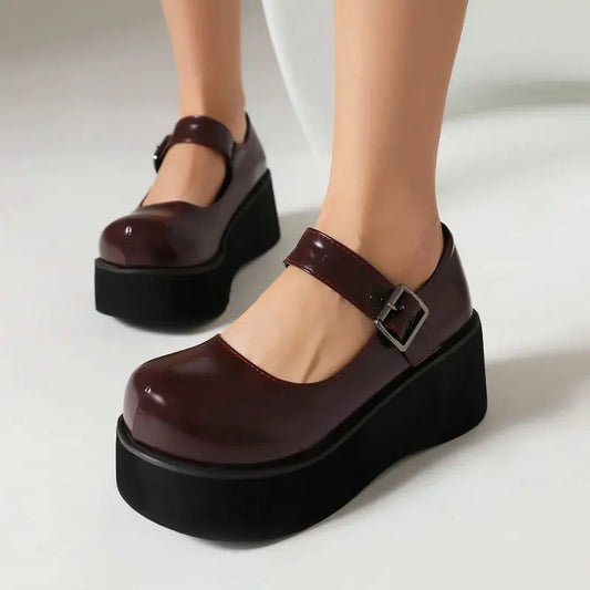 Extra Plus Size 45 46 47 48 Sweet Girls Lolita Shoes Buckle Belt Foam Light Sole Platform Flats Round Toe Women Mary Janes Shoes