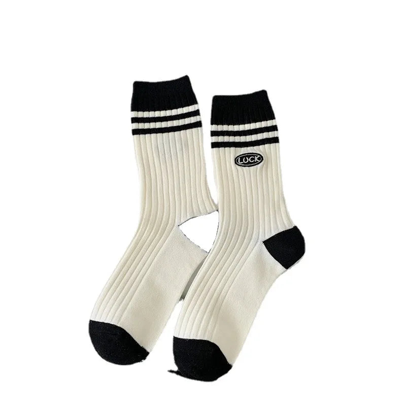 Black and White Socks Women's Mid-tube Socks