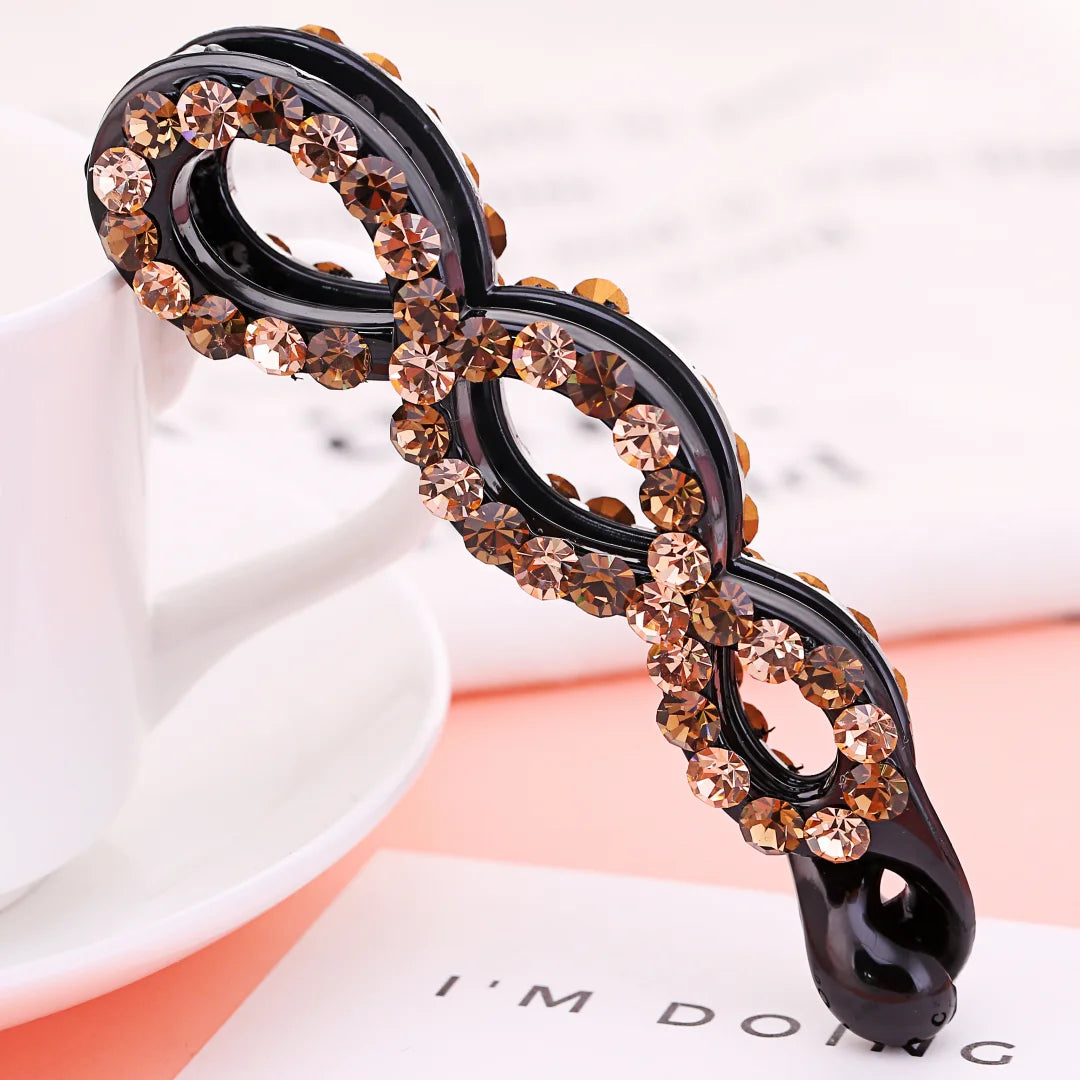 9.8cm Long Bow knot Banana Clip Barrette Fashion New Hair Clips for Women Rhinestone Pony Hair Accessories Harp nana Clips