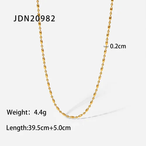 Youthway New Pattern Stainless Steel Rice Bead Chain Ring Bracelet 18K Gold Plated Fashion Jewelry for Women Gift