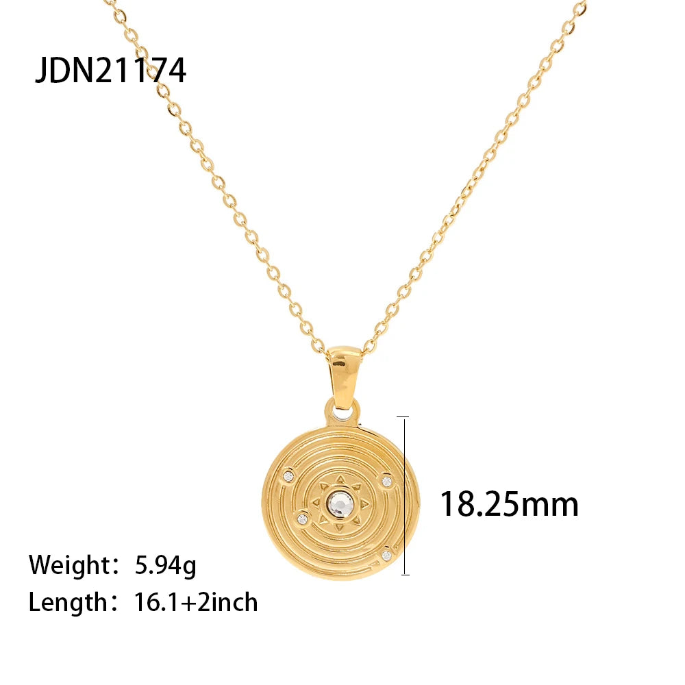 Metal Texture Stainless Steel Pearl Cubic Zirconia Pendant Necklace PVD Gold Plated Waterproof Jewelry For Women 2022 NEW