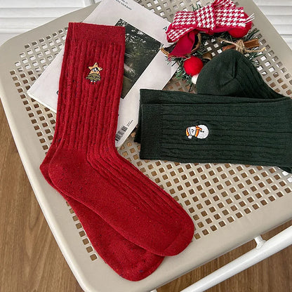 Autumn Winter Christmas Designer Socks Cotton Middle