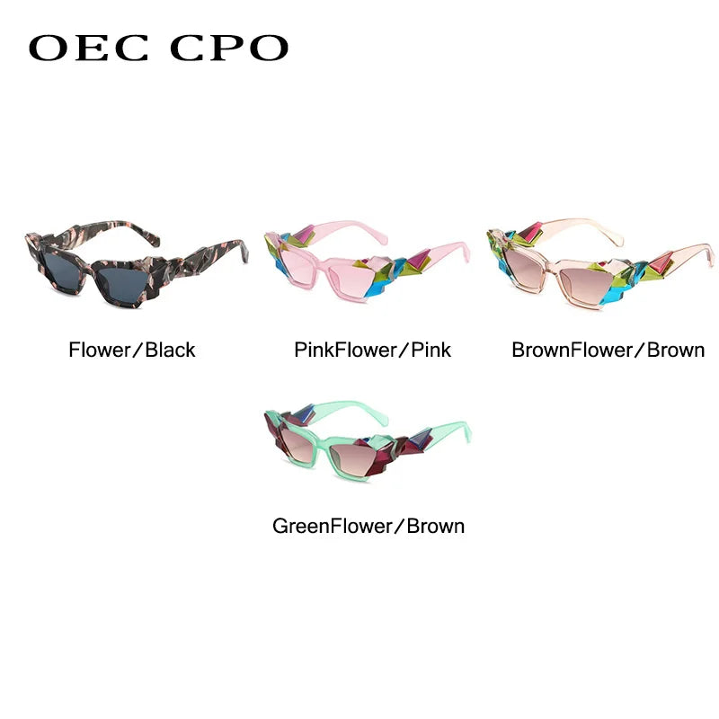 New Ladies Punk Cat eye Sunglasses Women Unique Colorful Sun Glasses Female Fashion Shades UV400 Steampunk Eyewear