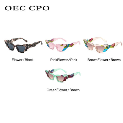 New Ladies Punk Cat eye Sunglasses Women Unique Colorful Sun Glasses Female Fashion Shades UV400 Steampunk Eyewear