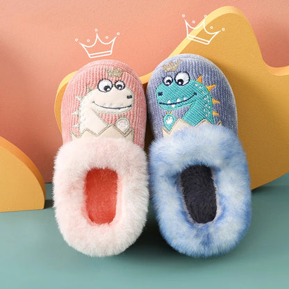 Evshine Children Winter Warm Plush Cotton Shoes Lovely Animals Fur Fuzzy Home Slippers Indoor Anti-slip Comfortable Furry Slides