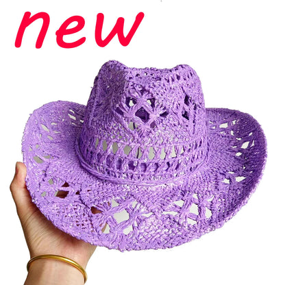 Corn Husk Material Cowboy Straw Hat Panama Visor Women's Elegant Western Cowboy Hat Men's  sombrero