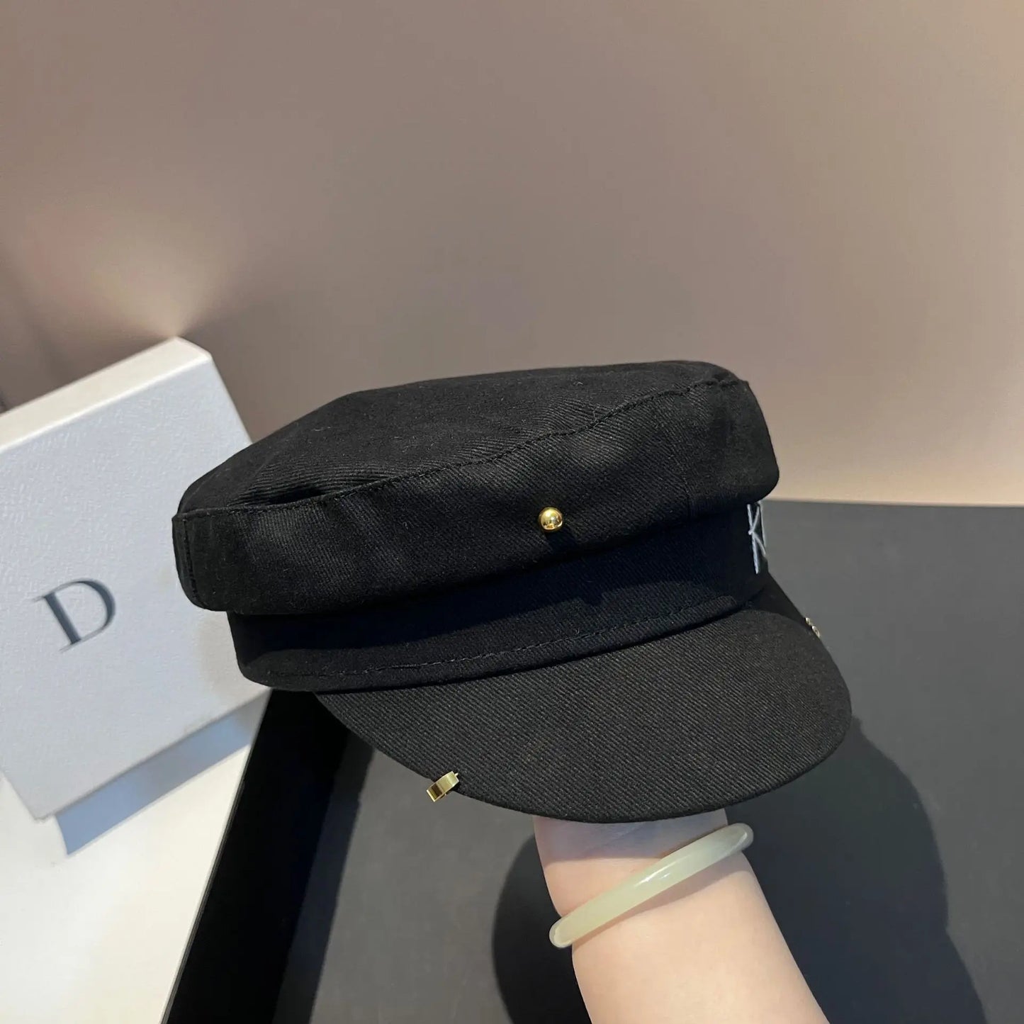 Cotton RB Navy Hat Korean Edition Spring and Autumn Versatile Flat Top Military Hat ins Octagonal Hat Female  모자 gorros