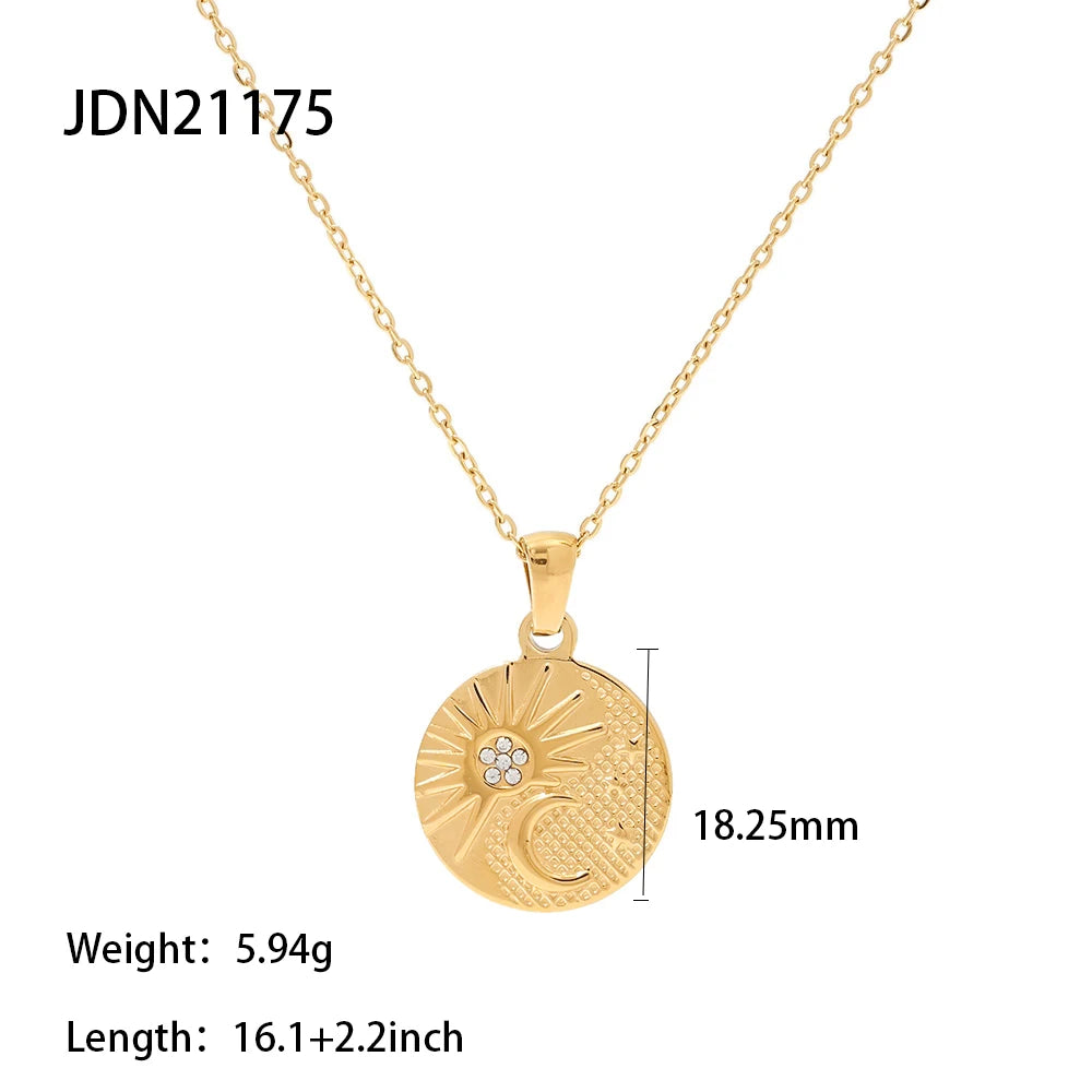 Metal Texture Stainless Steel Pearl Cubic Zirconia Pendant Necklace PVD Gold Plated Waterproof Jewelry For Women 2022 NEW