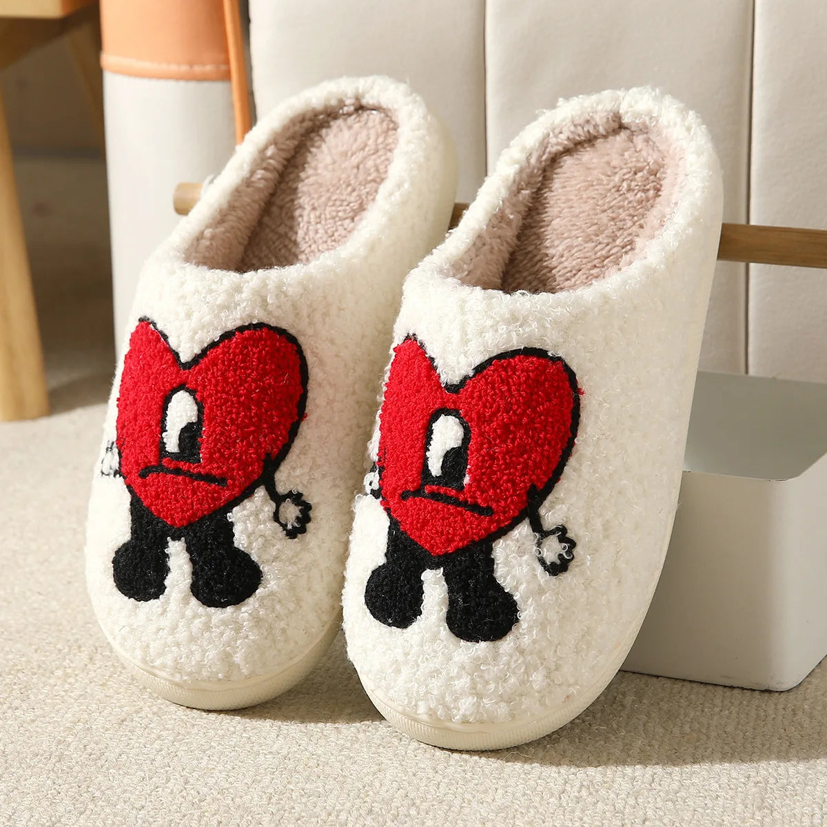 Evshine Women Winter Furry Cotton Slippers Indoor Warm Comfortable Plush House Slippers Soft Non-slip Fur Fluffy Bedroom Slides