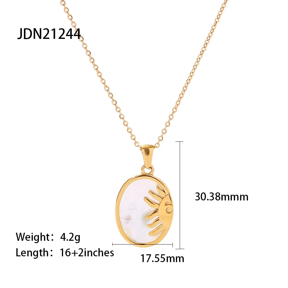 Metal Texture Stainless Steel Pearl Cubic Zirconia Pendant Necklace PVD Gold Plated Waterproof Jewelry For Women 2022 NEW