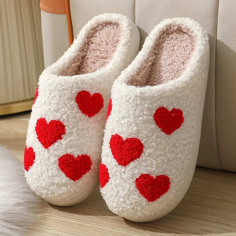 Evshine Women Winter Furry Cotton Slippers Indoor Warm Comfortable Plush House Slippers Soft Non-slip Fur Fluffy Bedroom Slides