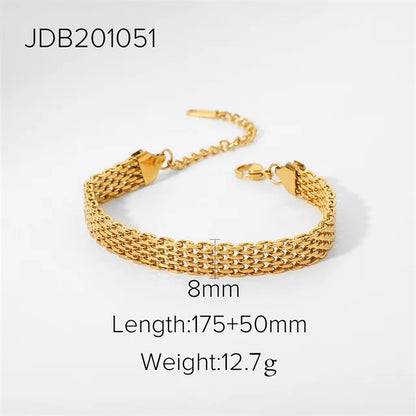 Gold Plated Stainless Steel Watch Belt Stacking Bracelet For Women Occident Metal Texture New Design Bracelet Jewelry Gifts Men