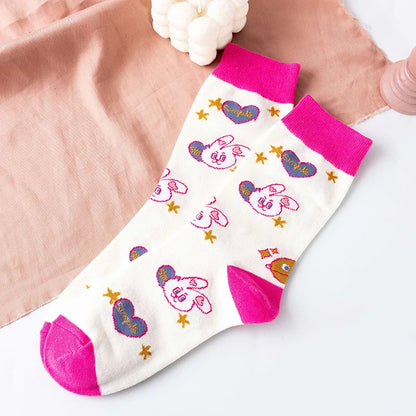 Cartoon Grid Woman Socks