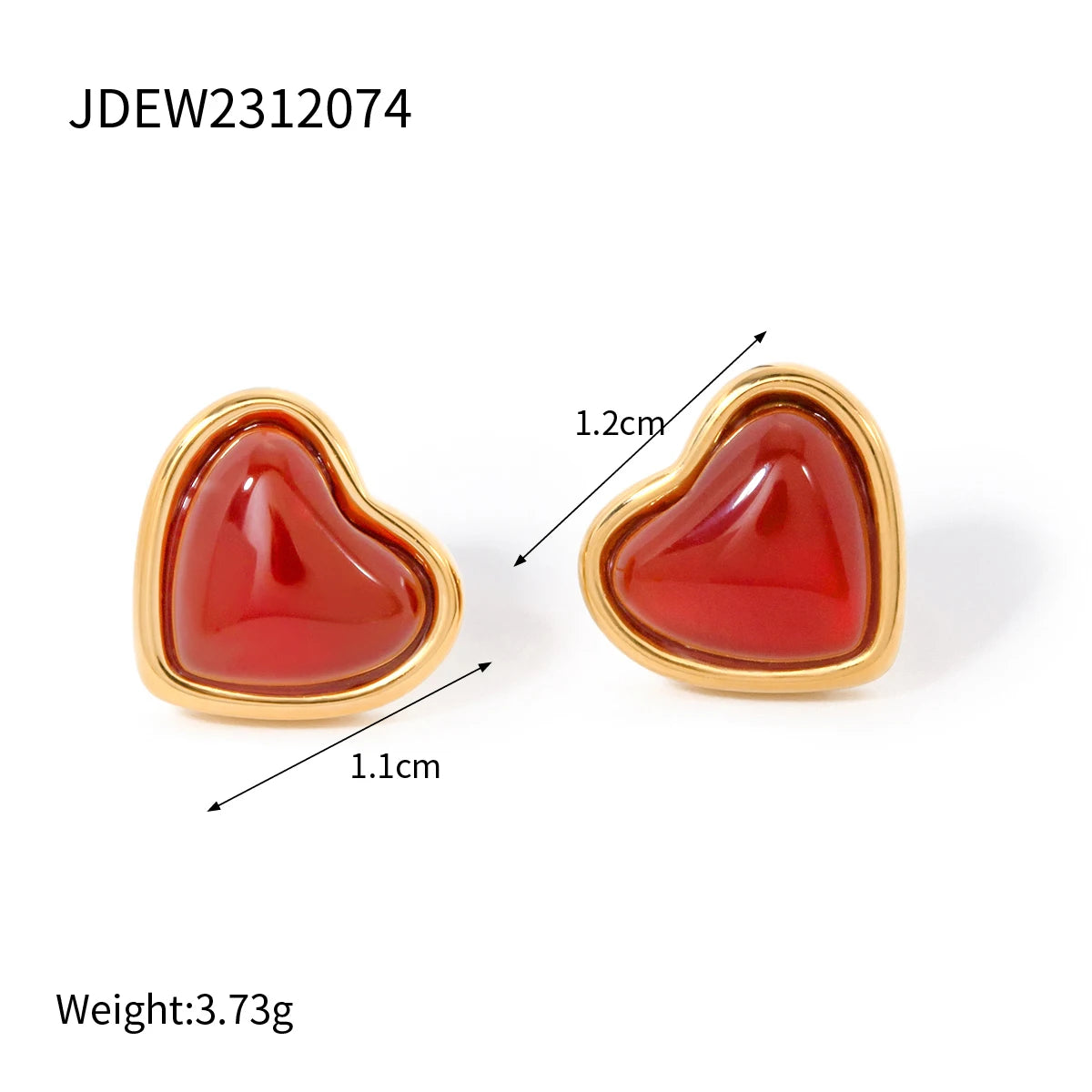 Youthway Romantic Stainless Steel Inlaid Red Onyx Love Heart Stud Earrings for Women Fashion Valentine’s Day Jewelry Gifts