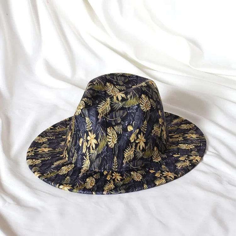 9.5cm rose red leopard print fedora hat