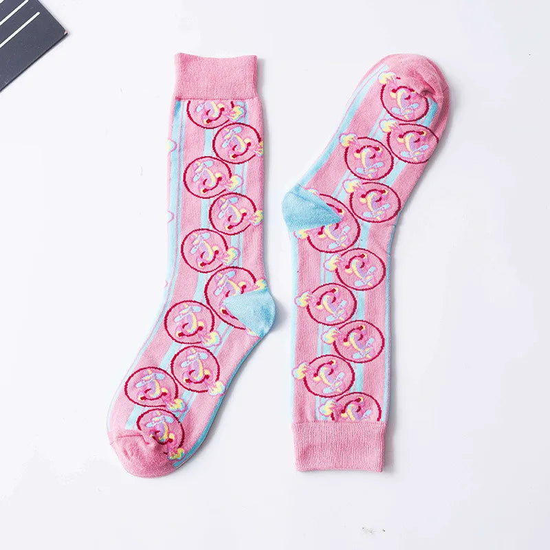 Fashion Streetwear Funny Socks Women Cartoon Ladies Long Socks Cotton for Autumn and Winter Colorful Meias 406