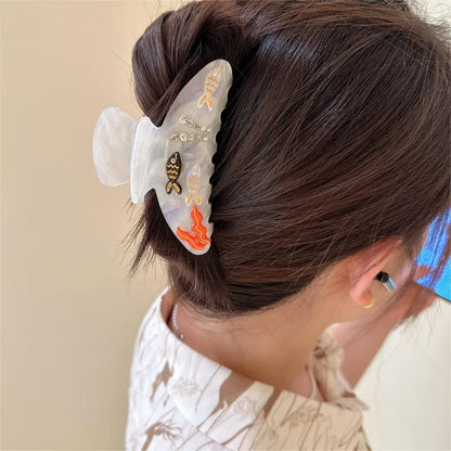 Hair Claws for Girls and Women Blue Hair Crabs With Fish Rhinestones Hair Accessories Headwear Summer