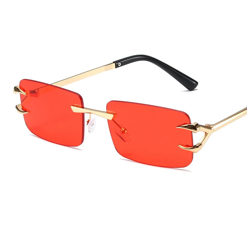 New Rectangle Rimless Women Luxury Sunglasses Retro Brand Designer Clear Ocean Gradient Eyewear Men UV400 Sun Glasses