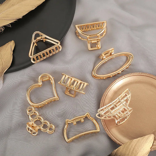 Korean Butterfly Geometric Elegant Hair Clip Claw Clamp for Girls Fashion Simple Gold Hair Claws Clips Women Headwear