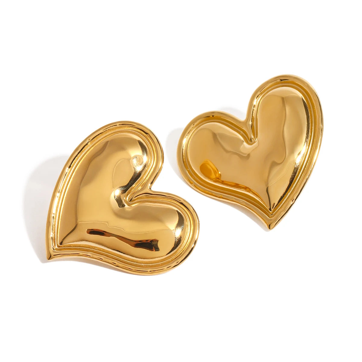 Youthway 18K Stainless Steel Modern-Design Love Heart Stud Earrings Waterproof Trendy Fashion Jewelry For Women New 2024