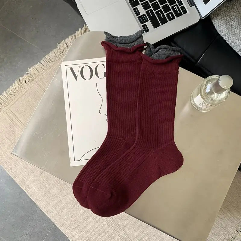 Red Middle Tube Designer Socks