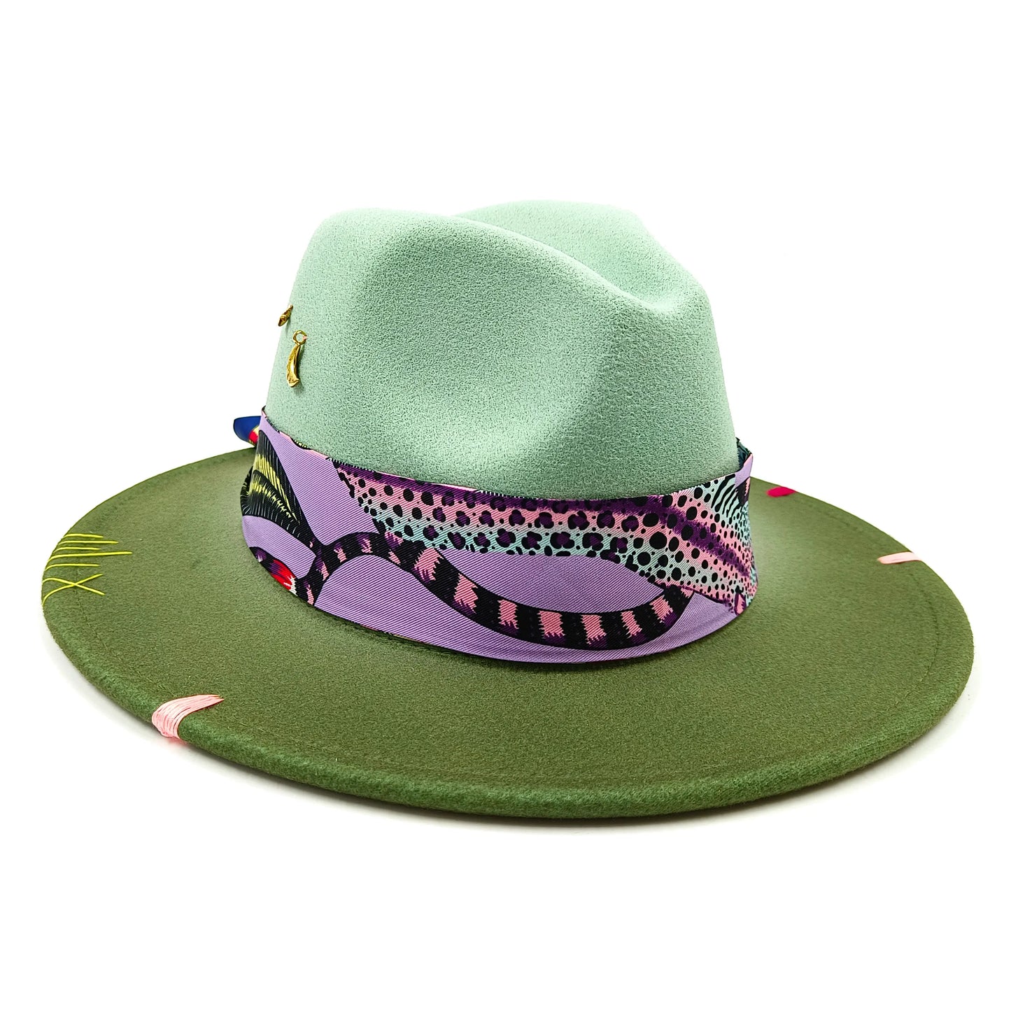 Cartoon Metal Patch Pink Fedora Hat