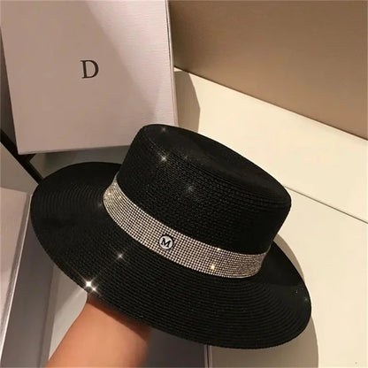 French straw hat summer sun hat tri-fold with letter accessories beach hat outdoor travel anti-UV women's hat  여름모자 gorras