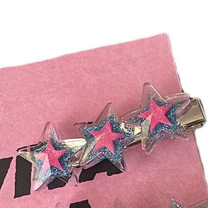 1pcs 5cm Y2K Hairpin Three Shiny Star Hair Clip Summer Fashion Bangs Bobby Pin Hair Accessories for Women Cool Girls Headwear