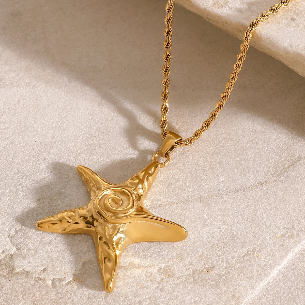 Youthway Threaded Starfish Stainless Steel  Pendant Necklace 18K Gold Plated Waterproof Fashion Jewelry New For Women Men