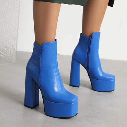 High Platform Square Toe Super High Thick Heels