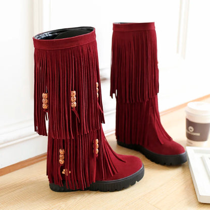 Mid Calf Boots Thick Plush Inner Lining Winter Boots