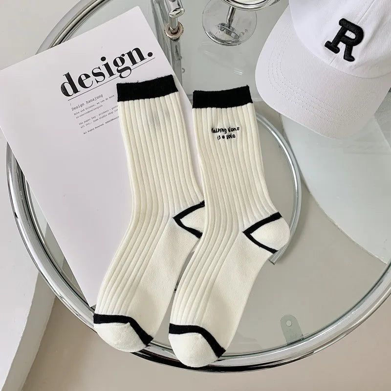 Black and White Socks Women's Mid-tube Socks