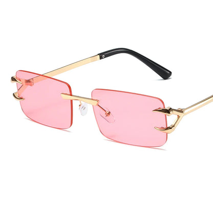 New Rectangle Rimless Women Luxury Sunglasses Retro Brand Designer Clear Ocean Gradient Eyewear Men UV400 Sun Glasses