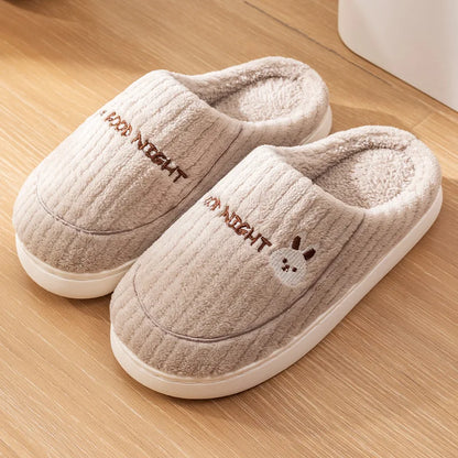 Evshine Women Slippers Cartoon Bear Mens Slippers Winter Warm Home Shoes Bedroom Casual Couple Slippers Comfort Cotton Slippers