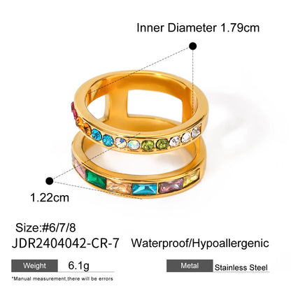 Youthway Trendy Versatile Gold Plated Stainless Steel Irregular Colorful Zircon Jewelry Set For Unisex Waterproof Jewelry Gift