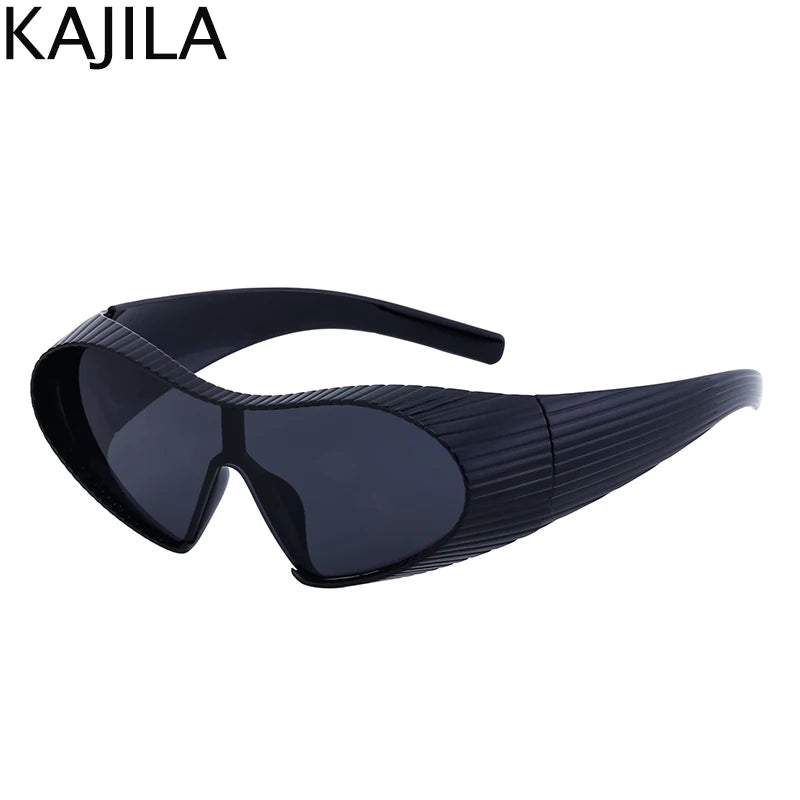 Oversized Cat Eye Punk One-Piece Futuristic Sunglasses Women 2024 Luxury Brand Y2K Sun Glasses For Ladies Retro 2000's Goggle