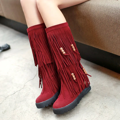 Mid Calf Boots Thick Plush Inner Lining Winter Boots