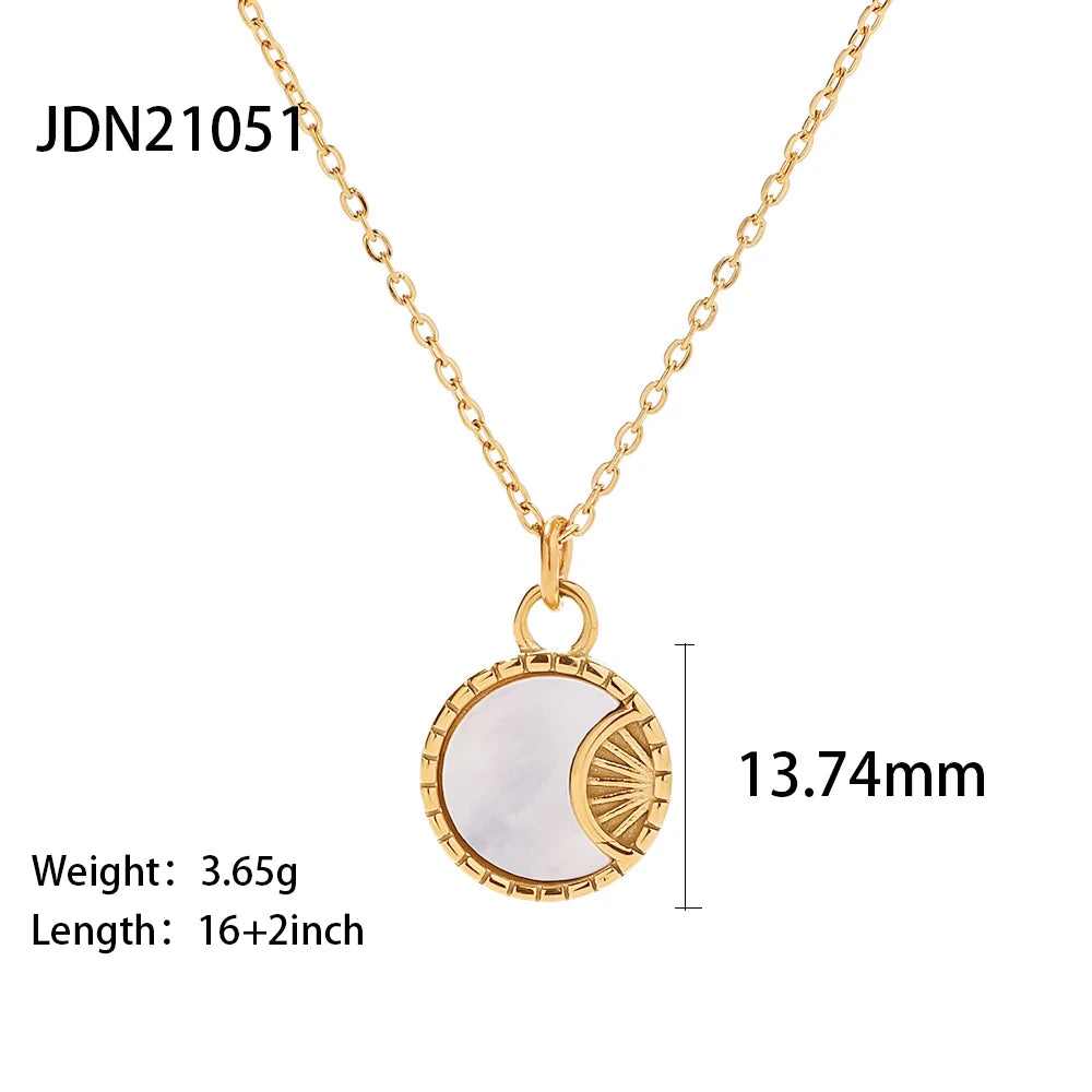 Metal Texture Stainless Steel Pearl Cubic Zirconia Pendant Necklace PVD Gold Plated Waterproof Jewelry For Women 2022 NEW