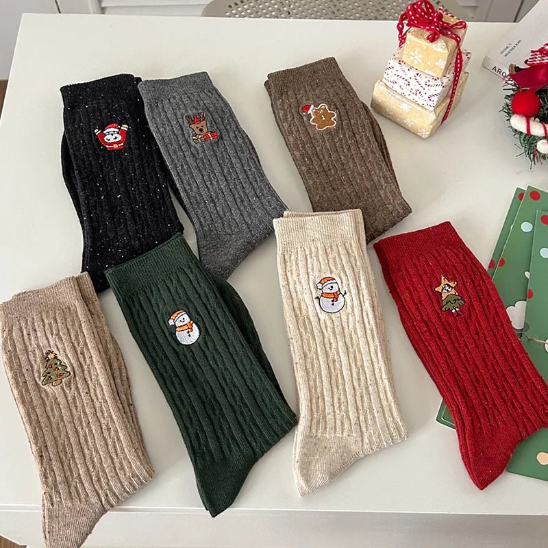 Autumn Winter Christmas Designer Socks Cotton Middle