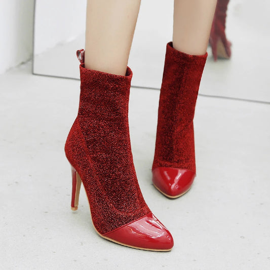 Ankle Boots Mixed Colors Slip On Sock Boots